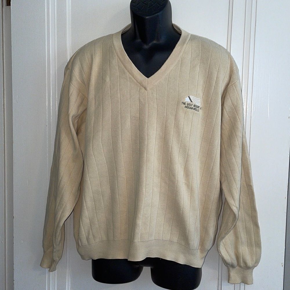 Haley‎ light yellow ribbed V neck golf sweater